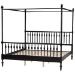 Baxton Studio Callison Spindle Canopy Bed - Turned Farmhouse Bed Frame with Spoked Headboard and Sculpted Legs, Black, King - BSOMG0259-2-Black-King-Canopy Bed