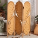bali & pari Kiyoko Natural Rattan Room Divider - Handwoven Wicker Tri-Fold Decorative Privacy Screen with Woven Leaf Motif - BSOKiyoko-Light Honey Rattan-Dividers