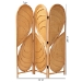 bali & pari Kiyoko Natural Rattan Room Divider - Handwoven Wicker Tri-Fold Decorative Privacy Screen with Woven Leaf Motif - BSOKiyoko-Light Honey Rattan-Dividers