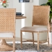 bali & pari Sandy Dining Chair - Crafted Wood and Natural Rattan Side Chair with Bamboo Motif and Upholstered Seat - BSOSandy-Natural Wooden-DC