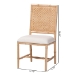 bali & pari Sandy Dining Chair - Crafted Wood and Natural Rattan Side Chair with Bamboo Motif and Upholstered Seat - BSOSandy-Natural Wooden-DC
