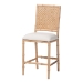 bali & pari Sandy Counter Stool - Crafted Wood and Natural Rattan Lounge Seating with Bamboo Motif and Upholstered Seat