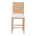 bali & pari Sandy Counter Stool - Crafted Wood and Natural Rattan Lounge Seating with Bamboo Motif and Upholstered Seat - BSOSandy-Natural Wooden-CS