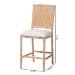bali & pari Sandy Counter Stool - Crafted Wood and Natural Rattan Lounge Seating with Bamboo Motif and Upholstered Seat - BSOSandy-Natural Wooden-CS