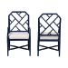 bali & pari Sergio Wood 2-Piece Dining Chair Set - Chippendale Side Chair with Bamboo Motif and Upholstered Seat Cushion, Navy Blue - BSOSergio-Navy Wooden-Arm-DC