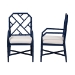 bali & pari Sergio Wood 2-Piece Dining Chair Set - Chippendale Side Chair with Bamboo Motif and Upholstered Seat Cushion, Navy Blue - BSOSergio-Navy Wooden-Arm-DC