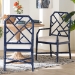 bali & pari Sergio Wood 2-Piece Dining Chair Set - Chippendale Side Chair with Bamboo Motif and Upholstered Seat Cushion, Navy Blue - BSOSergio-Navy Wooden-Arm-DC