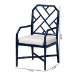 bali & pari Sergio Wood 2-Piece Dining Chair Set - Chippendale Side Chair with Bamboo Motif and Upholstered Seat Cushion, Navy Blue - BSOSergio-Navy Wooden-Arm-DC