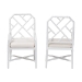 bali & pari Sergio Wood 2-Piece Dining Chair Set - Chippendale Side Chair with Bamboo Motif and Upholstered Seat Cushion, White - BSOSergio-White Wooden-Arm-DC