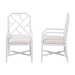 bali & pari Sergio Wood 2-Piece Dining Chair Set - Chippendale Side Chair with Bamboo Motif and Upholstered Seat Cushion, White - BSOSergio-White Wooden-Arm-DC