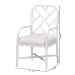 bali & pari Sergio Wood 2-Piece Dining Chair Set - Chippendale Side Chair with Bamboo Motif and Upholstered Seat Cushion, White - BSOSergio-White Wooden-Arm-DC