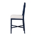 bali & pari Sergio Wood Counter Stool - Chippendale Kitchen Island Seating with Bamboo Motif and Upholstered Seat Cushion, Navy Blue - BSOSergio-Navy Wooden-CS