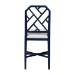 bali & pari Sergio Wood Counter Stool - Chippendale Kitchen Island Seating with Bamboo Motif and Upholstered Seat Cushion, Navy Blue - BSOSergio-Navy Wooden-CS