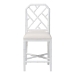 bali & pari Sergio Wood Counter Stool - Chippendale Kitchen Island Seating with Bamboo Motif and Upholstered Seat Cushion, White - BSOSergio-White Wooden-CS