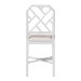 bali & pari Sergio Wood Counter Stool - Chippendale Kitchen Island Seating with Bamboo Motif and Upholstered Seat Cushion, White - BSOSergio-White Wooden-CS