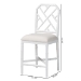 bali & pari Sergio Wood Counter Stool - Chippendale Kitchen Island Seating with Bamboo Motif and Upholstered Seat Cushion, White - BSOSergio-White Wooden-CS
