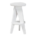 bali & pari Roy Wood Counter Stool - Sculptural Backless Accent Stool with Geometric Base and Integrated Footrest, White