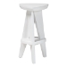 bali & pari Roy Wood Counter Stool - Sculptural Backless Accent Stool with Geometric Base and Integrated Footrest, White - BSORoy-White Wooden-CS