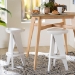 bali & pari Roy Wood Counter Stool - Sculptural Backless Accent Stool with Geometric Base and Integrated Footrest, White - BSORoy-White Wooden-CS