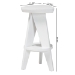 bali & pari Roy Wood Counter Stool - Sculptural Backless Accent Stool with Geometric Base and Integrated Footrest, White - BSORoy-White Wooden-CS
