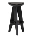 bali & pari Roy Wood Counter Stool - Sculptural Backless Accent Stool with Geometric Base and Integrated Footrest, Black - BSORoy-Black Wooden-CS