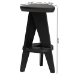 bali & pari Roy Wood Counter Stool - Sculptural Backless Accent Stool with Geometric Base and Integrated Footrest, Black - BSORoy-Black Wooden-CS