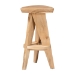 bali & pari Roy Wood Counter Stool - Sculptural Backless Accent Stool with Geometric Base and Integrated Footrest, Natural Brown - BSORoy-Natural Wooden-CS
