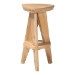 bali & pari Roy Wood Counter Stool - Sculptural Backless Accent Stool with Geometric Base and Integrated Footrest, Natural Brown - BSORoy-Natural Wooden-CS