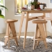 bali & pari Roy Wood Counter Stool - Sculptural Backless Accent Stool with Geometric Base and Integrated Footrest, Natural Brown - BSORoy-Natural Wooden-CS