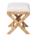 bali & pari Christy Natural Rattan Ottoman - Hand Wrapped Wicker Accent Stool with Cushioned Seat and Crisscross Frame - BSOChristy-Light Honey Rattan-Ottoman