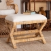 bali & pari Christy Natural Rattan Ottoman - Hand Wrapped Wicker Accent Stool with Cushioned Seat and Crisscross Frame - BSOChristy-Light Honey Rattan-Ottoman