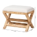 bali & pari Christy Natural Rattan Ottoman - Hand Wrapped Wicker Accent Stool with Cushioned Seat and Crisscross Frame - BSOChristy-Light Honey Rattan-Ottoman