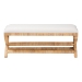 bali & pari Christy Natural Rattan Bench - Hand Wrapped Wicker Accent Seating with Upholstered Cushion and Crisscross Frame - BSOChristy-Light Honey Rattan-Bench