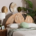 bali & pari Lifen Natural Rattan Standalone Headboard - Handcrafted Panel Headboard with Leaf Motif, King - BSOLifen-Natural Rattan-HB-King