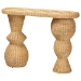 bali & pari Hisao Natural Rattan Checkered Console Table with Sculptural Base