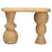 bali & pari Hisao Natural Rattan Checkered Console Table with Sculptural Base - BSOHisao-Natural Rattan-Console Table