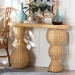 bali & pari Hisao Natural Rattan Checkered Console Table with Sculptural Base - BSOHisao-Natural Rattan-Console Table