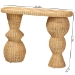 bali & pari Hisao Natural Rattan Checkered Console Table with Sculptural Base - BSOHisao-Natural Rattan-Console Table