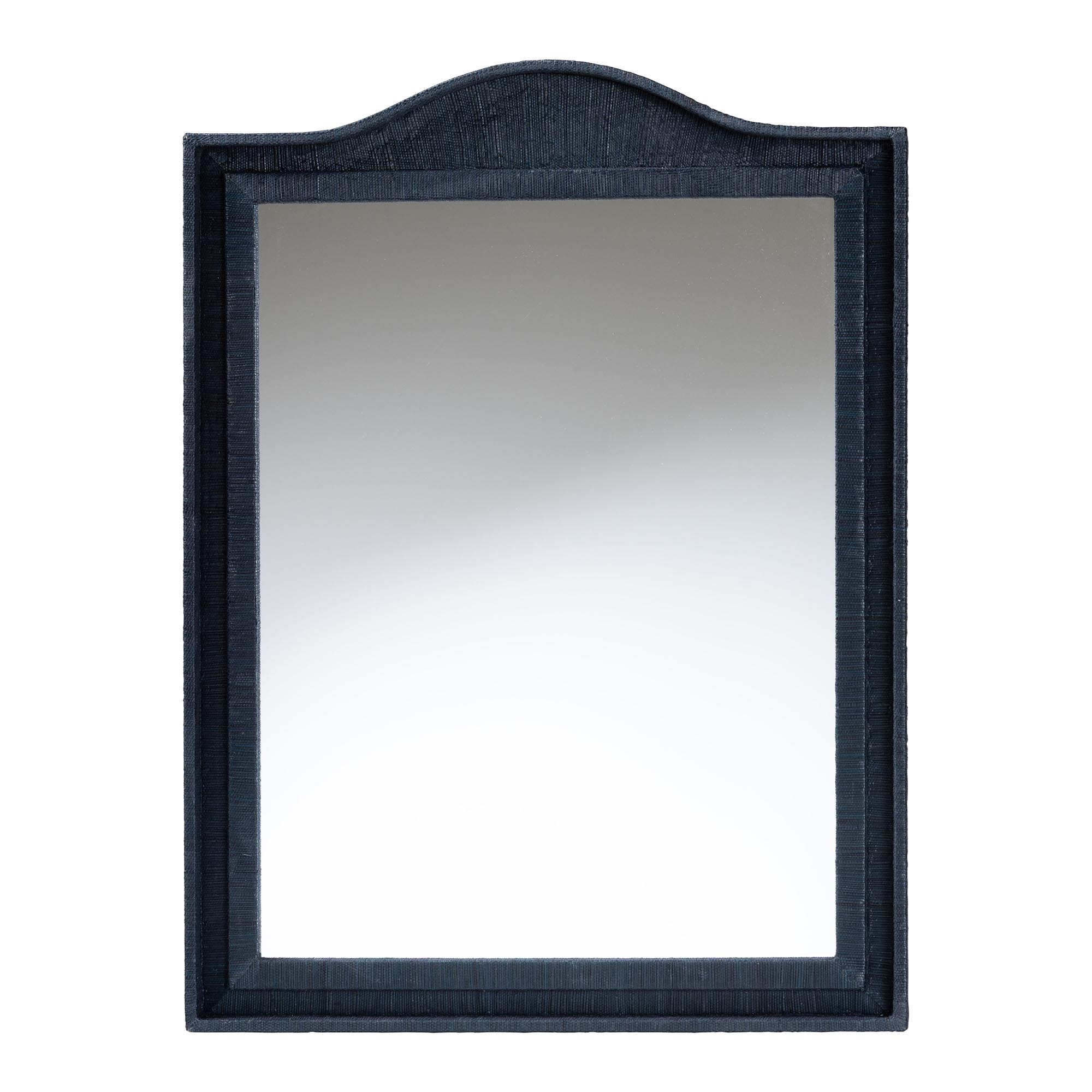 bali & pari Lailan Woven Grasscloth Mirror, Rectangle, Navy Blue