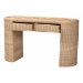 bali & pari Mimi Natural Rattan Checkered Console Table with Drawer - BSOMimi-Natural Wicker-Console Table