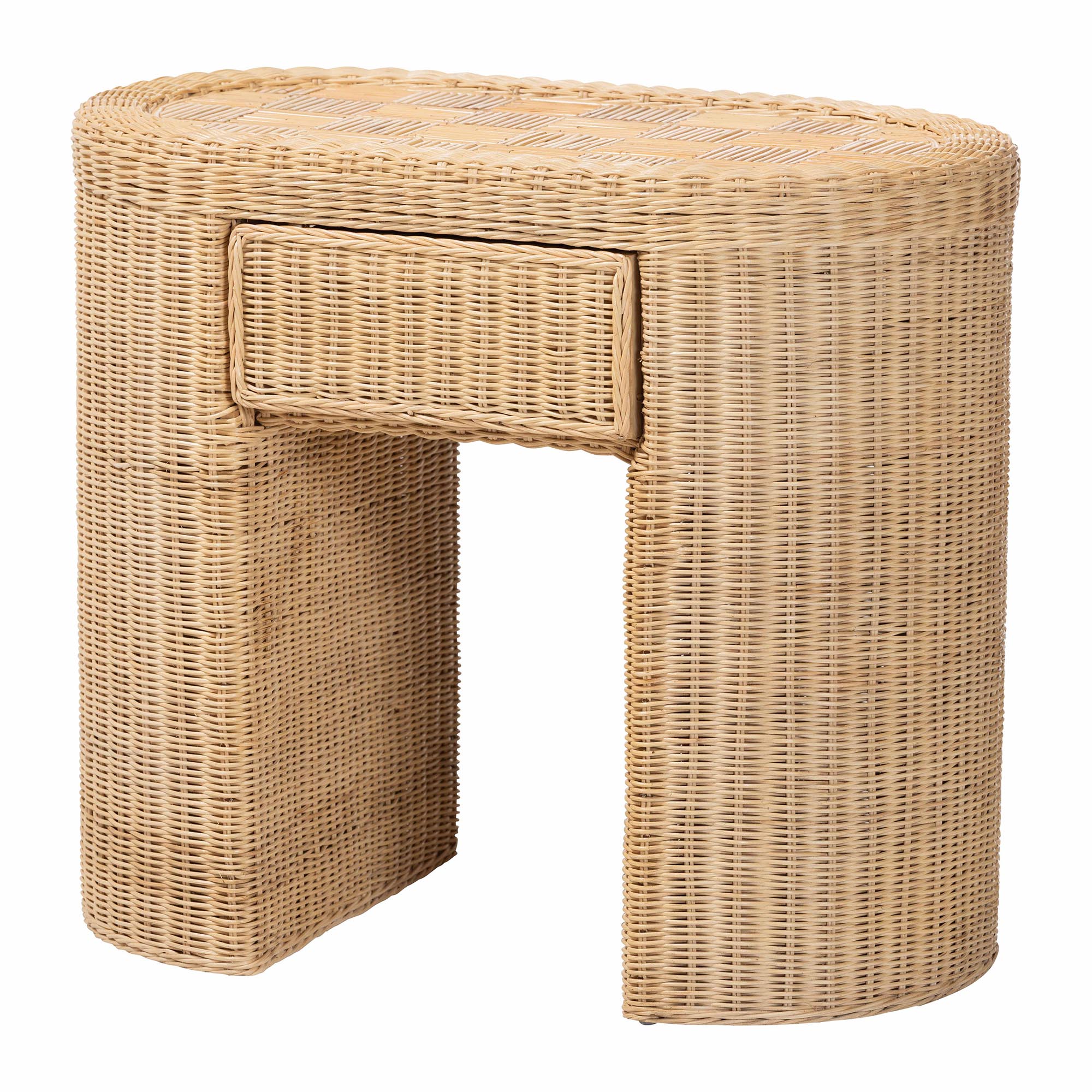 bali & pari Mimi Natural Rattan Checkered End Table with Drawer