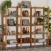 Baxton Studio Lucera Bobbin 5-Tier Display Shelf, Oak Brown - BSOMG9011-5-NT Oak-Shelf