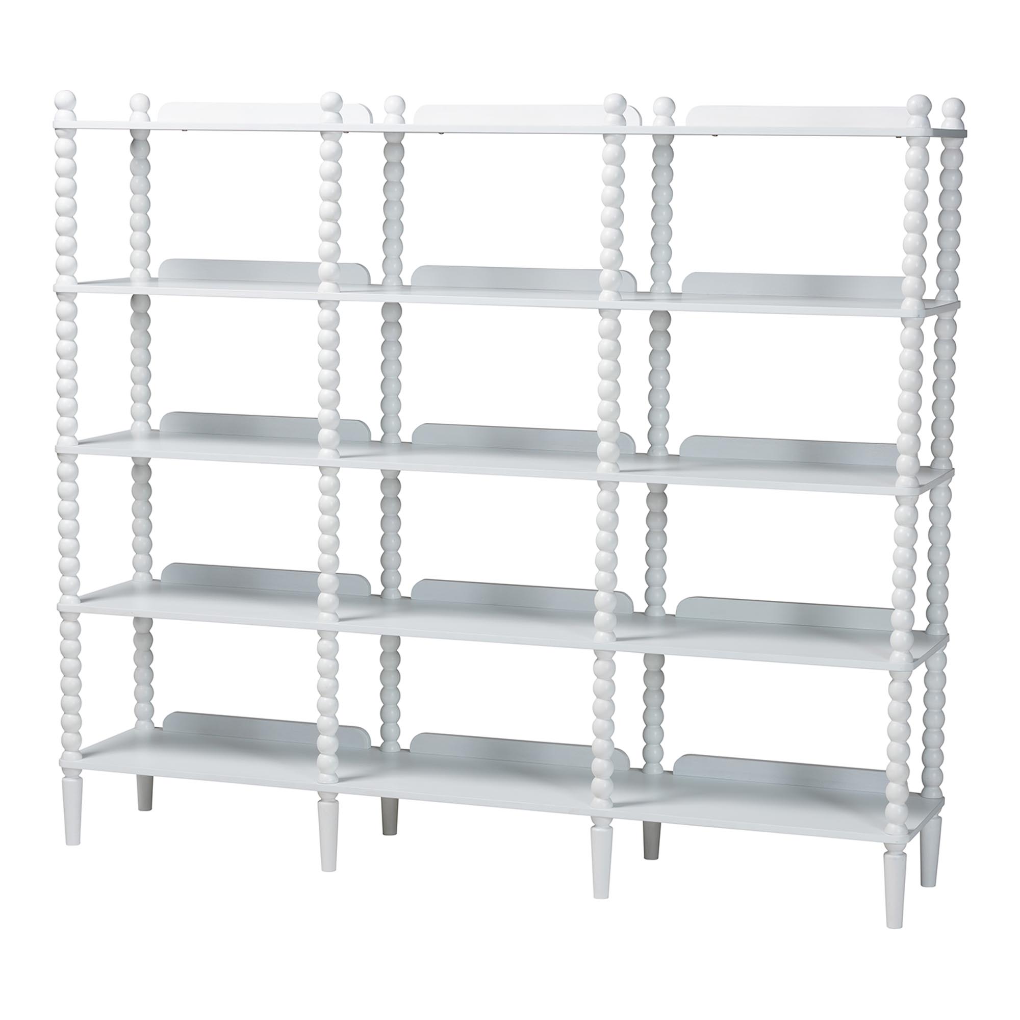 Baxton Studio Lucera Bobbin 5-Tier Display Shelf, White