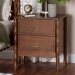 Baxton Studio Seamus 2-Drawer Nightstand with Carved Bobbin Frame - BSOMG9028-Walnut-2DW-NS