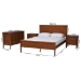Baxton Studio Seamus 4-Piece Bedroom Set with 2 Nightstands, Queen - BSOEfua-Walnut-Queen 4PC Bedroom Set