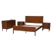 Baxton Studio Seamus 4-Piece Bedroom Set with 2 Nightstands, Queen - BSOEfua-Walnut-Queen 4PC Bedroom Set