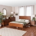 Baxton Studio Seamus 4-Piece Bedroom Set with 1 Nightstand, Queen - BSOMG0264-Walnut-Queen 4PC Bedroom Set