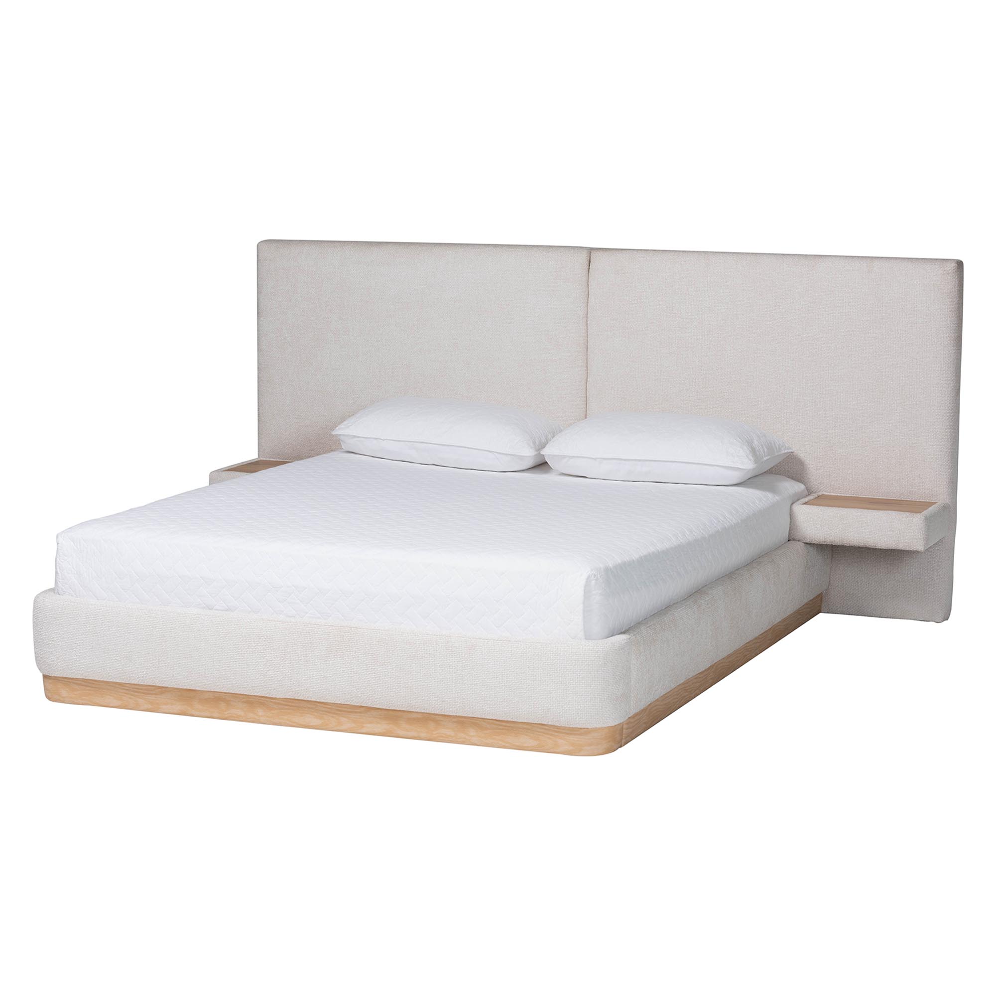 Baxton Studio Jacinta Platform Bed with Floating Nightstands, Queen