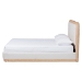 Baxton Studio Aiman Upholstered Platform Bed with Faux Leather Trim, Queen - BSOSP1128-C-CFF0040-Beige/Oak-Queen