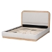 Baxton Studio Aiman Upholstered Platform Bed with Faux Leather Trim, Queen - BSOSP1128-C-CFF0040-Beige/Oak-Queen
